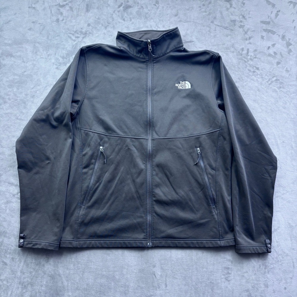 The North Face Mens Black Full Zip Softshell Fleece Lined Jacket Large